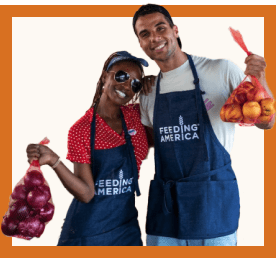 Two food bank volunteers